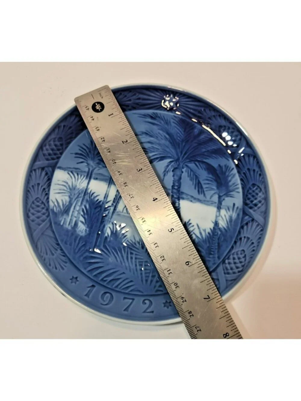 Vtg 1972 Royal Copenhagen Christmas Plate In The Desert Denmark Blue White